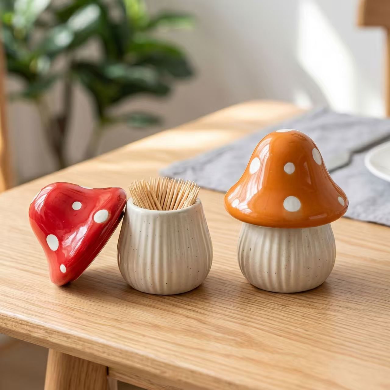 Kitchen Gadgets Storage - Cartoon Mushroom Ceramic Storage Jars Home