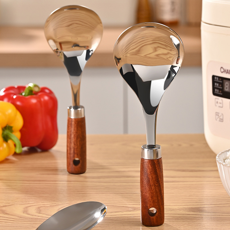 Kitchen Gadgets Under 100 - Stainless Steel Rice Spoon Wooden Handle