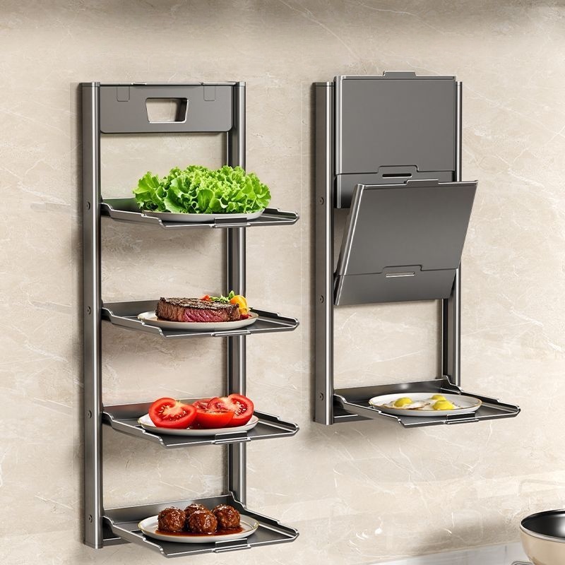 Kitchen Gadgets Holder - Foldable Wall Suction Cup Storage Shelf