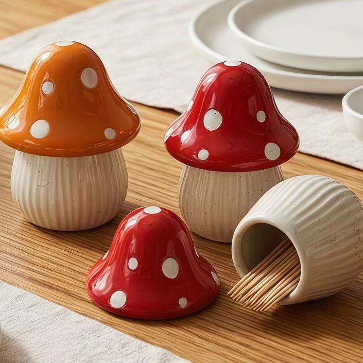 Cartoon Mushroom Ceramic Stora - Kitchen Gadgets Storage ulasan dan harga