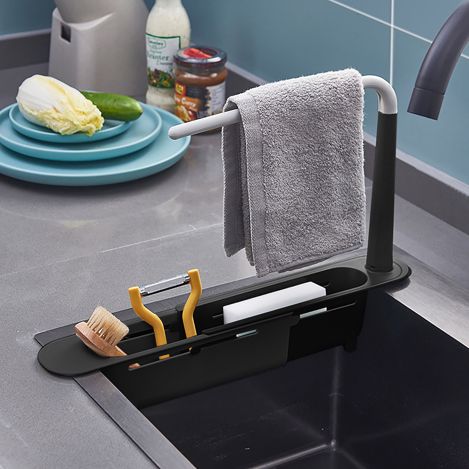 elescopic Sink Shelf Drainer R - Kitchen Gadgets Holder ulasan dan harga