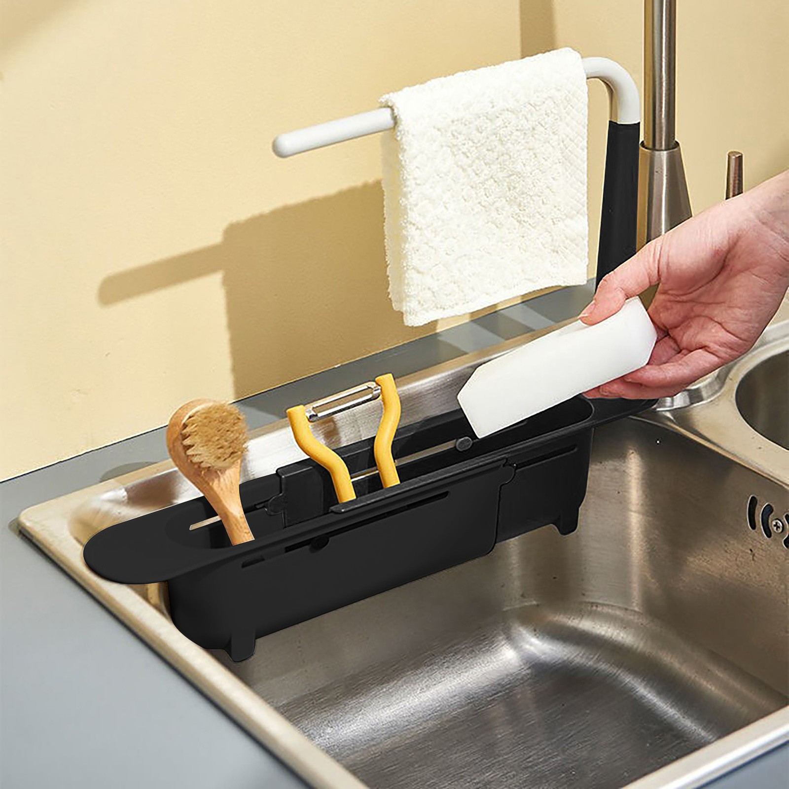 elescopic Sink Shelf Drainer R - Kitchen Gadgets Holder ulasan dan harga