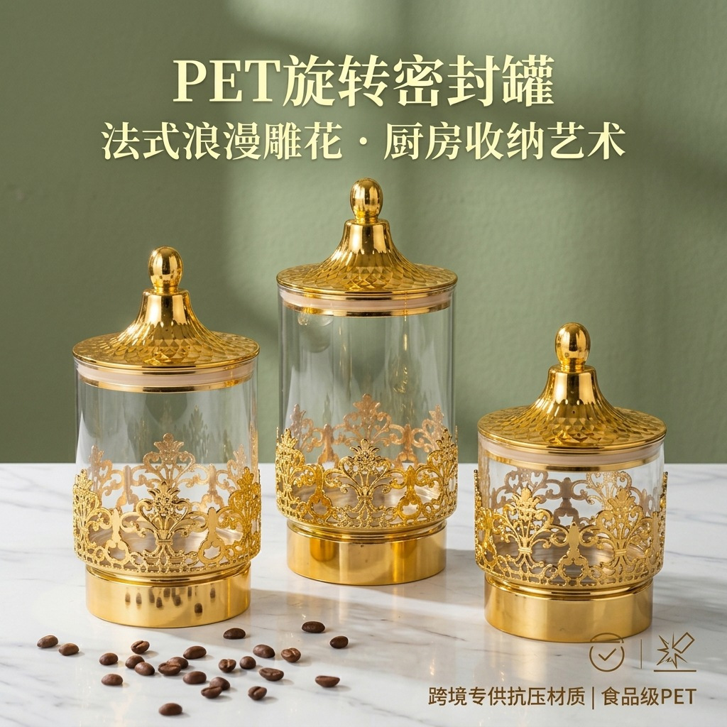 European Transparent Gold-plat - Kitchen Gadgets Storage ulasan dan harga