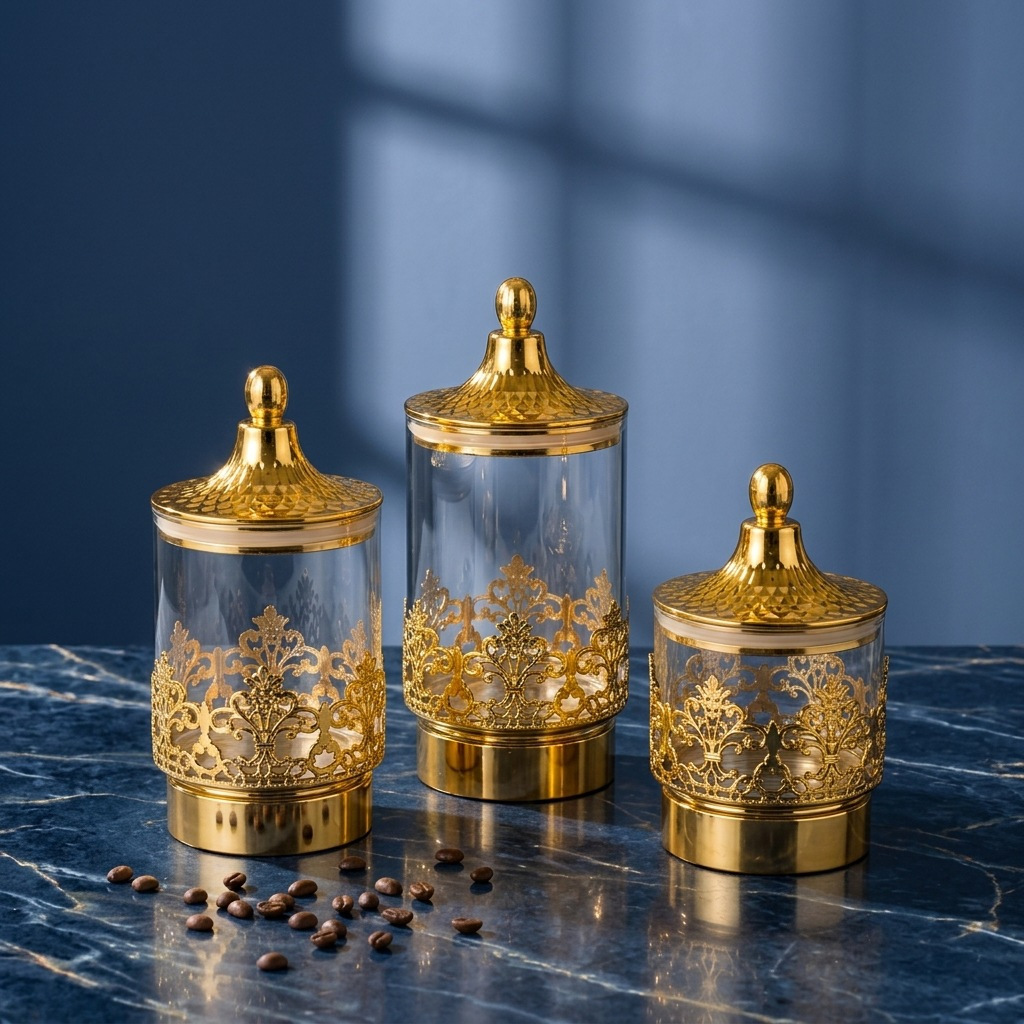 European Transparent Gold-plat - Kitchen Gadgets Storage ulasan dan harga