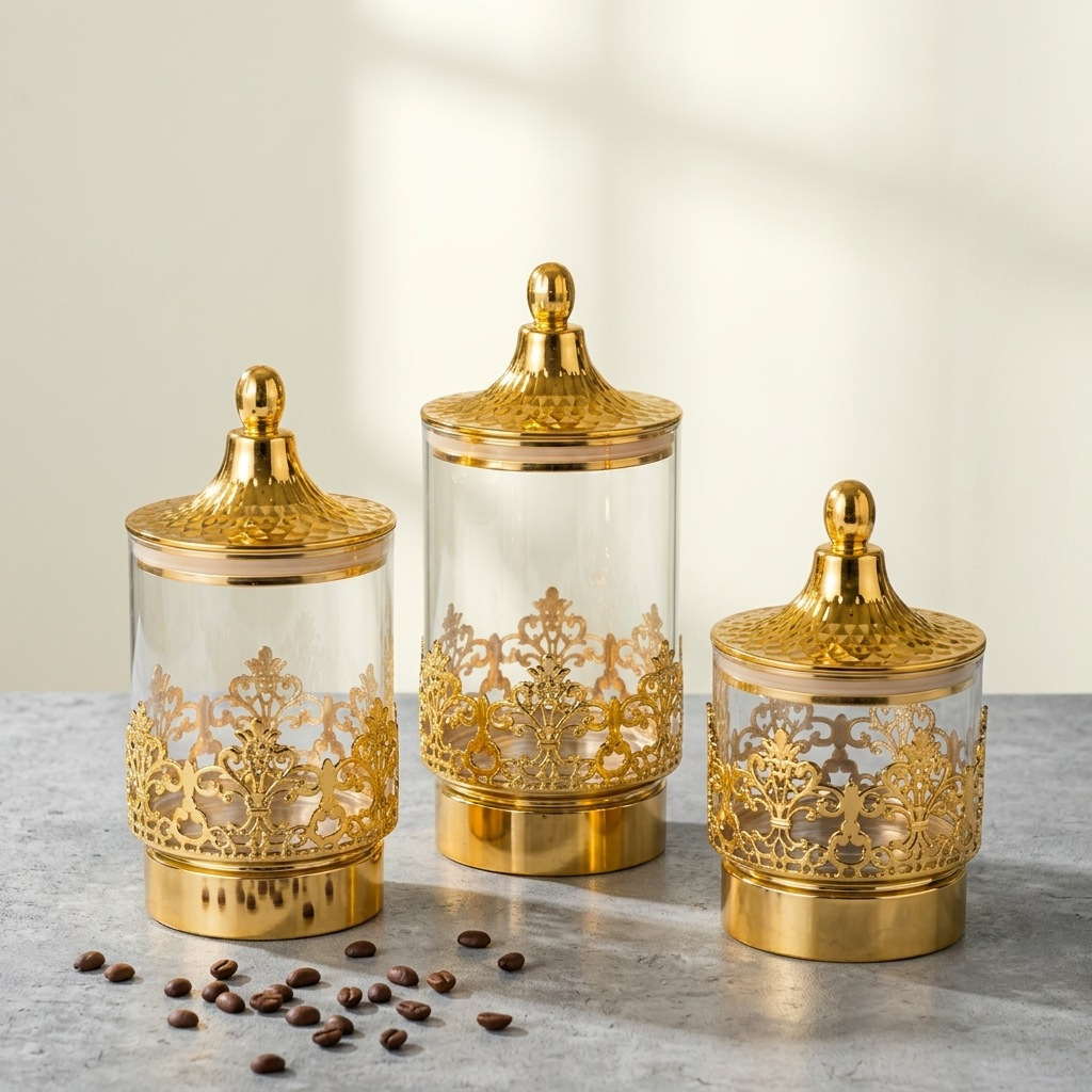 European Transparent Gold-plat - Kitchen Gadgets Storage ulasan dan harga